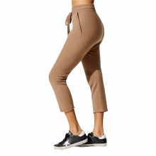 2020 JIEJIN New Design Cotton Track Brown Fitted Sweatpants Women Sports Capri Jogger Pants